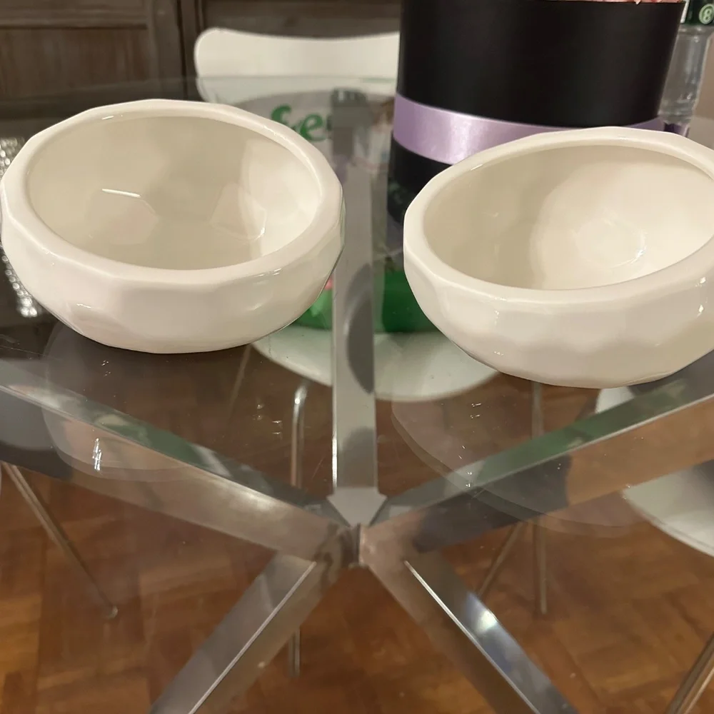 Ceramic Dog- White Food Bowl and Water Bowl Set for Brachycephalic Dogs